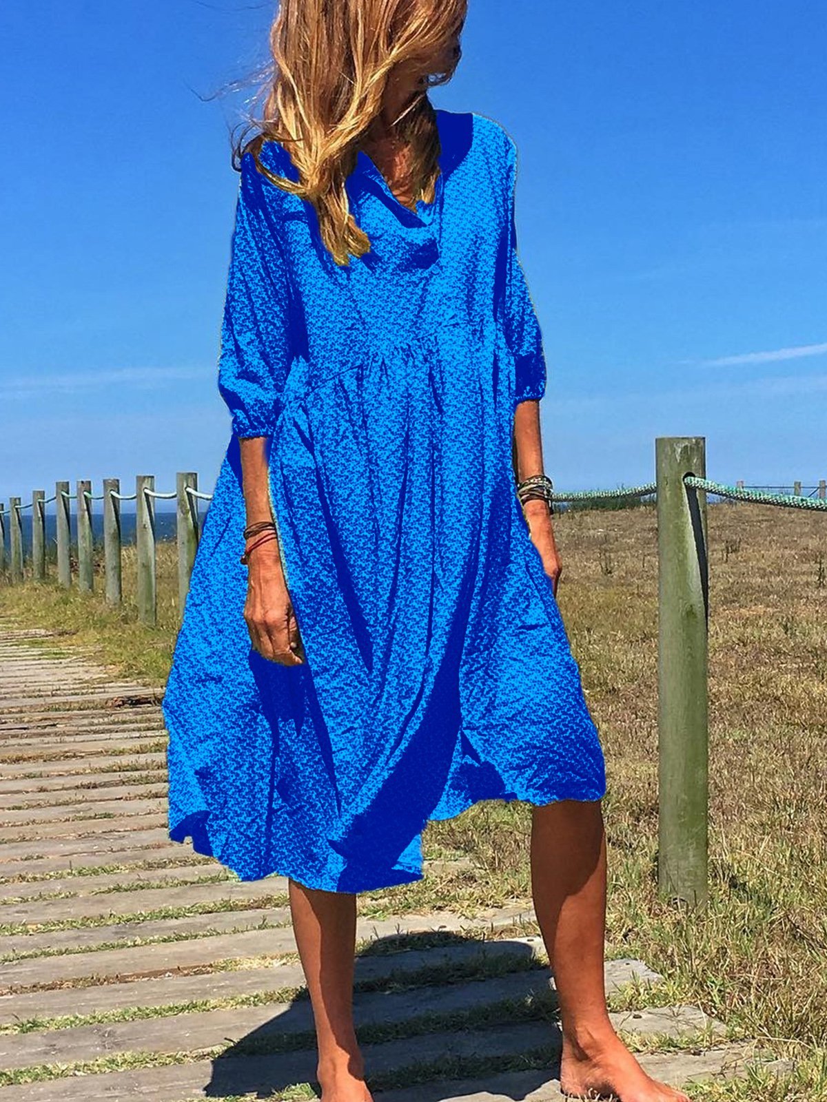 taglia grande Scollo a V Elegante Casuale Midi Gonna