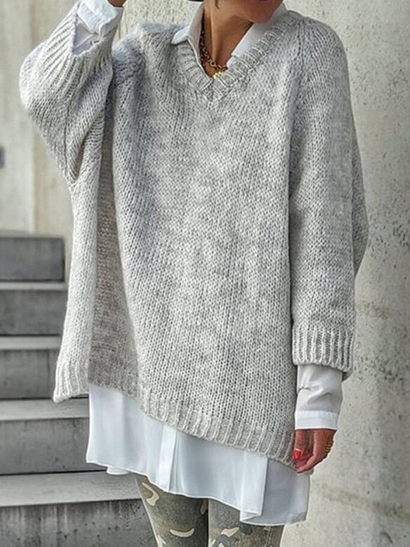 Donna Vintage Inverno Solido Girocollo Quotidiano taglia grande Maniche Lunghe Misto Cotone Regolare Maglione