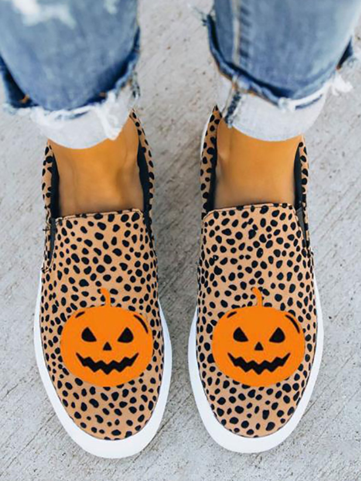 Halloween Leopardo Zucca Stampare Casuale Tela Scarpe