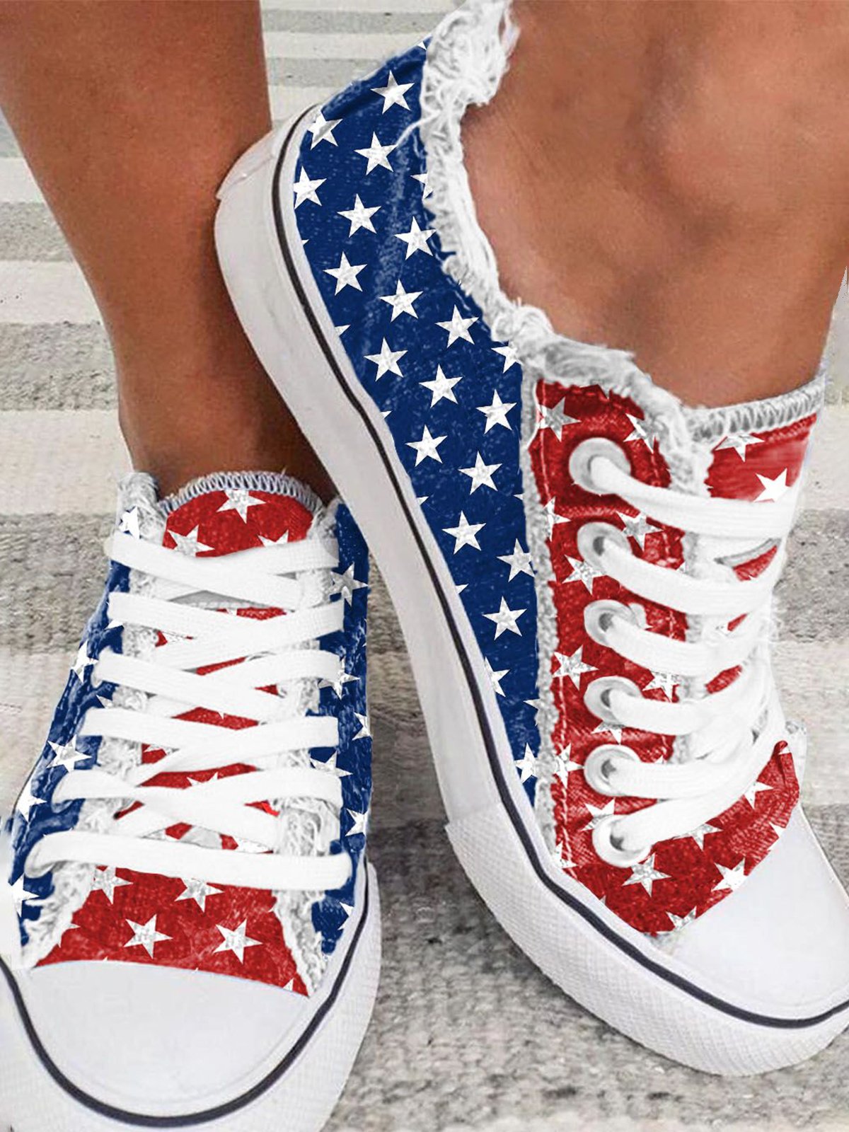 americano Indipendenza Giorno Bandiera Commemorativo Tela Scarpe