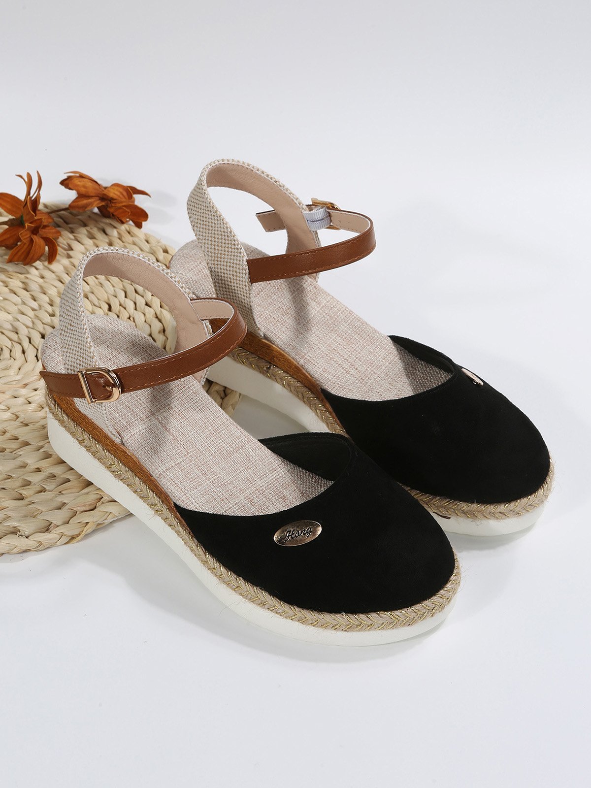 Multicolore Estate Vacanza Metallo Quotidiano Pelle scamosciata finta Sandali con tacco espadrille Standard EVA Zeppe e Piattaforme per Donna