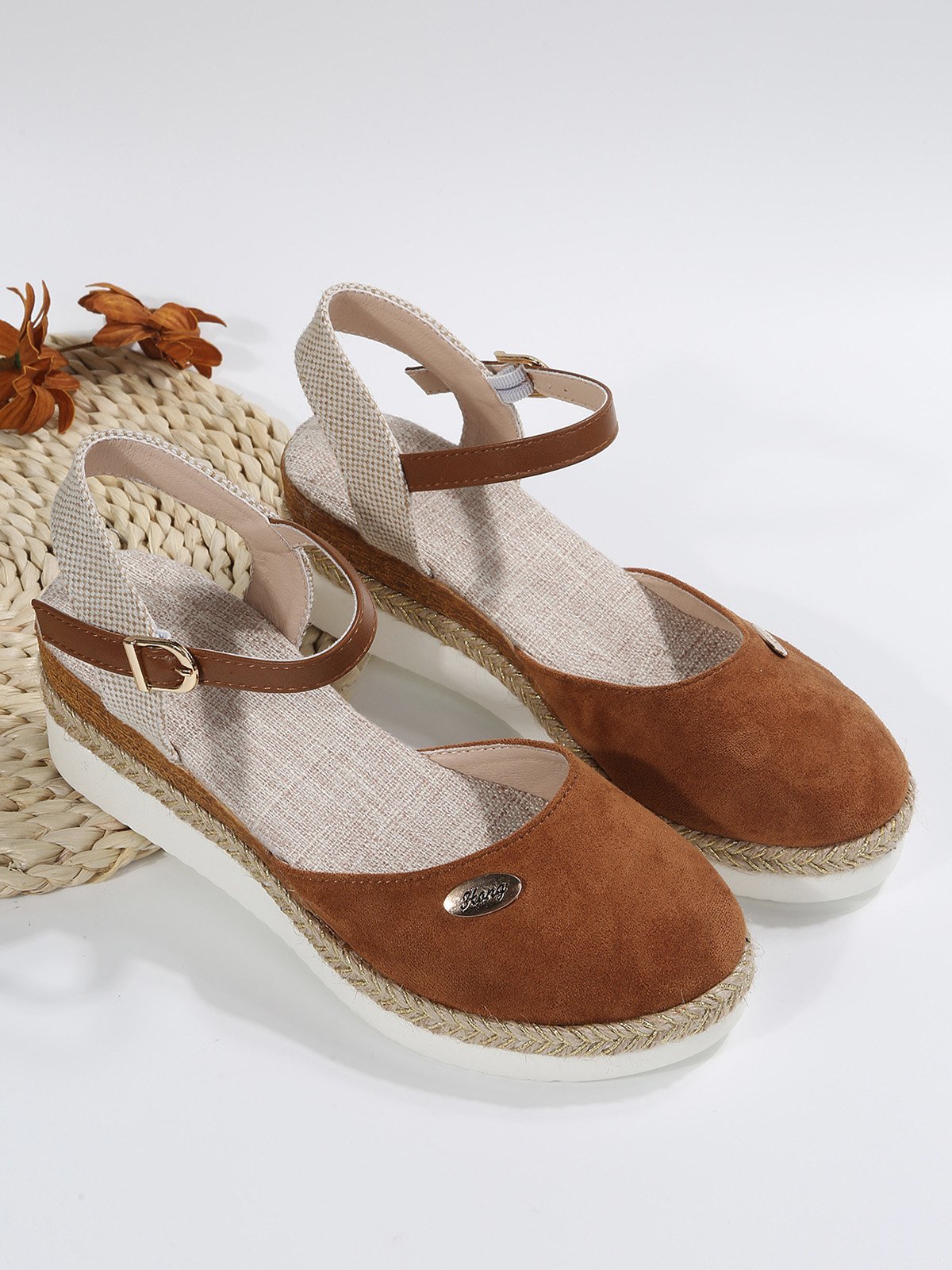 Multicolore Estate Vacanza Metallo Quotidiano Pelle scamosciata finta Sandali con tacco espadrille Standard EVA Zeppe e Piattaforme per Donna