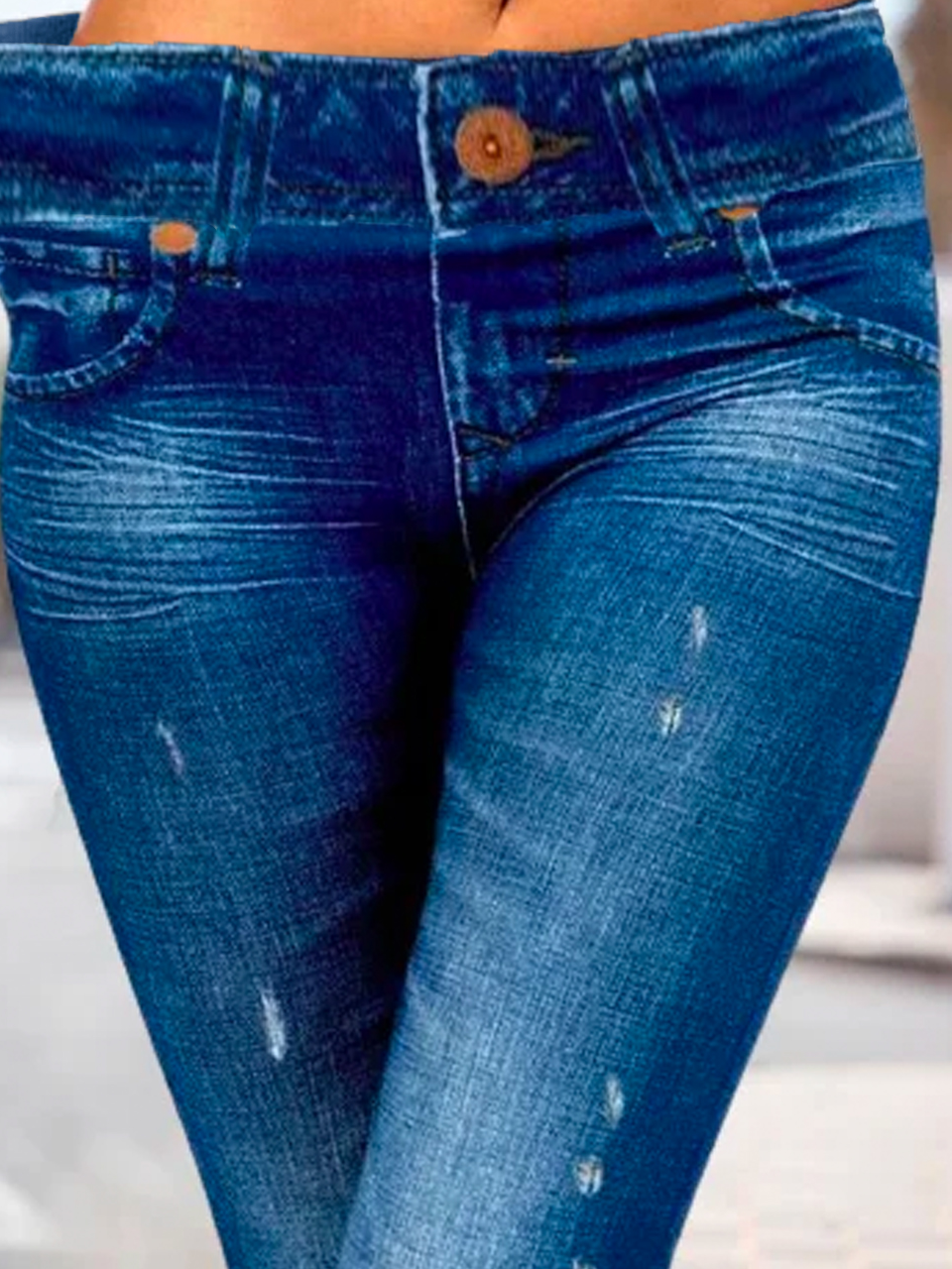 Donna Casuale Tinta unita Autunno alto Elasticità Caldo Elenco Denim Lungo Regolare Regolare Taglia Jeans