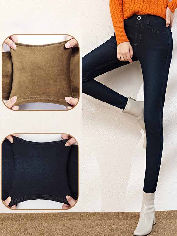 Stretto Casuale Alta elasticità vello Termico Jeans