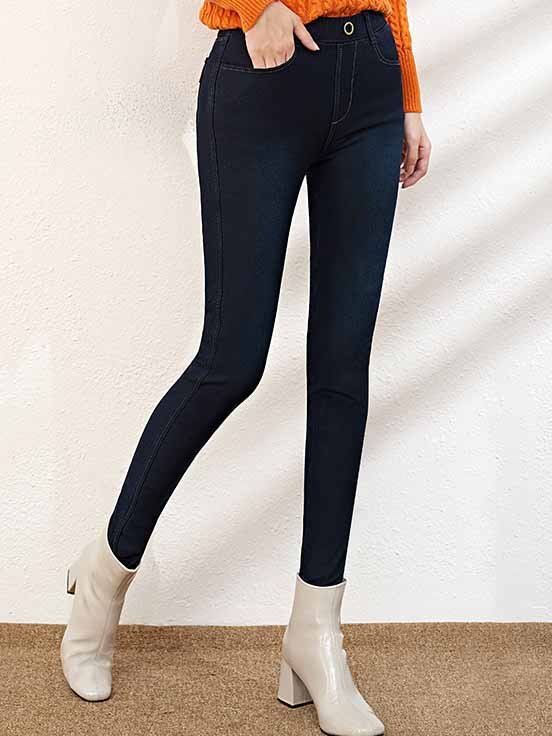 Stretto Casuale Alta elasticità vello Termico Jeans