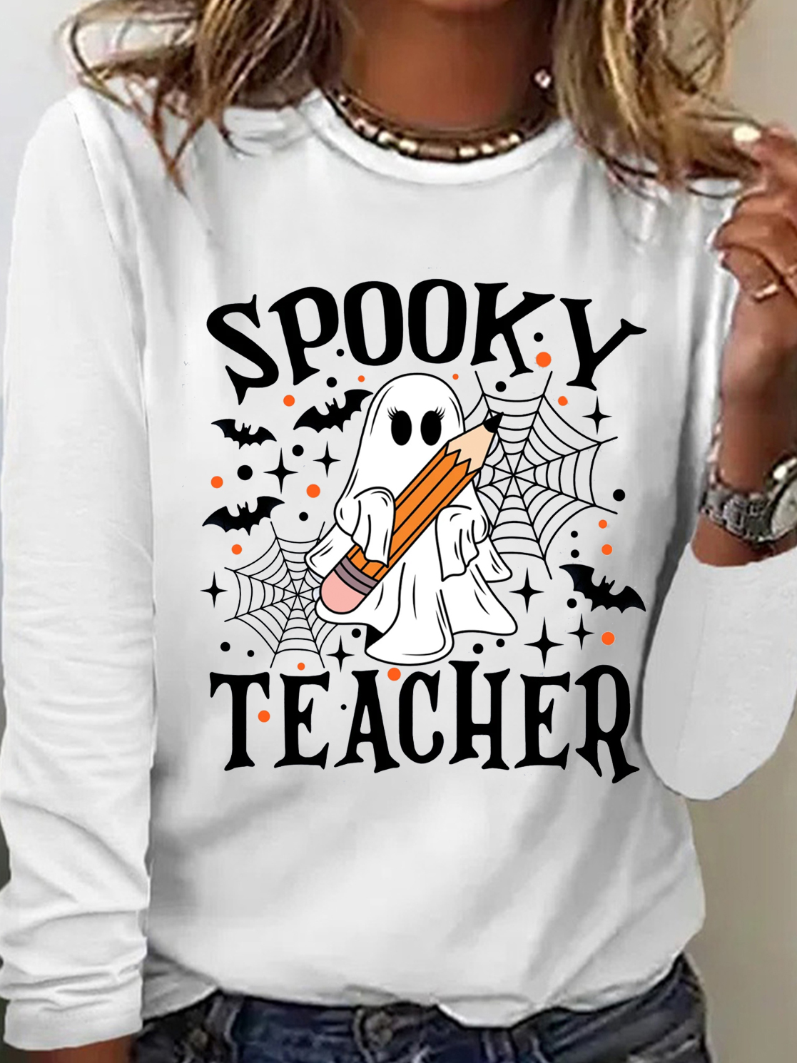 Casuale Halloween Girocollo Maniche Lunghe T-shirt