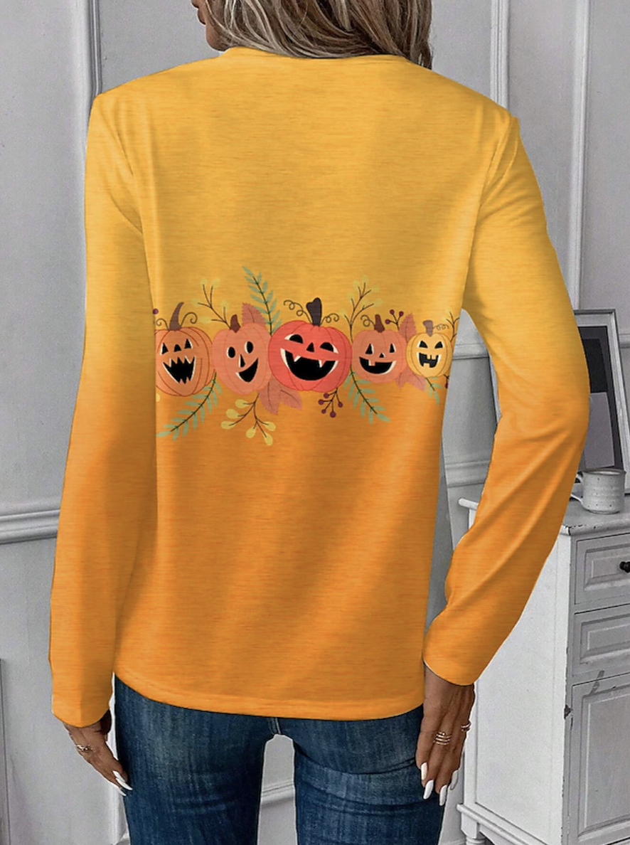 Casuale Halloween Girocollo Maniche Lunghe T-shirt