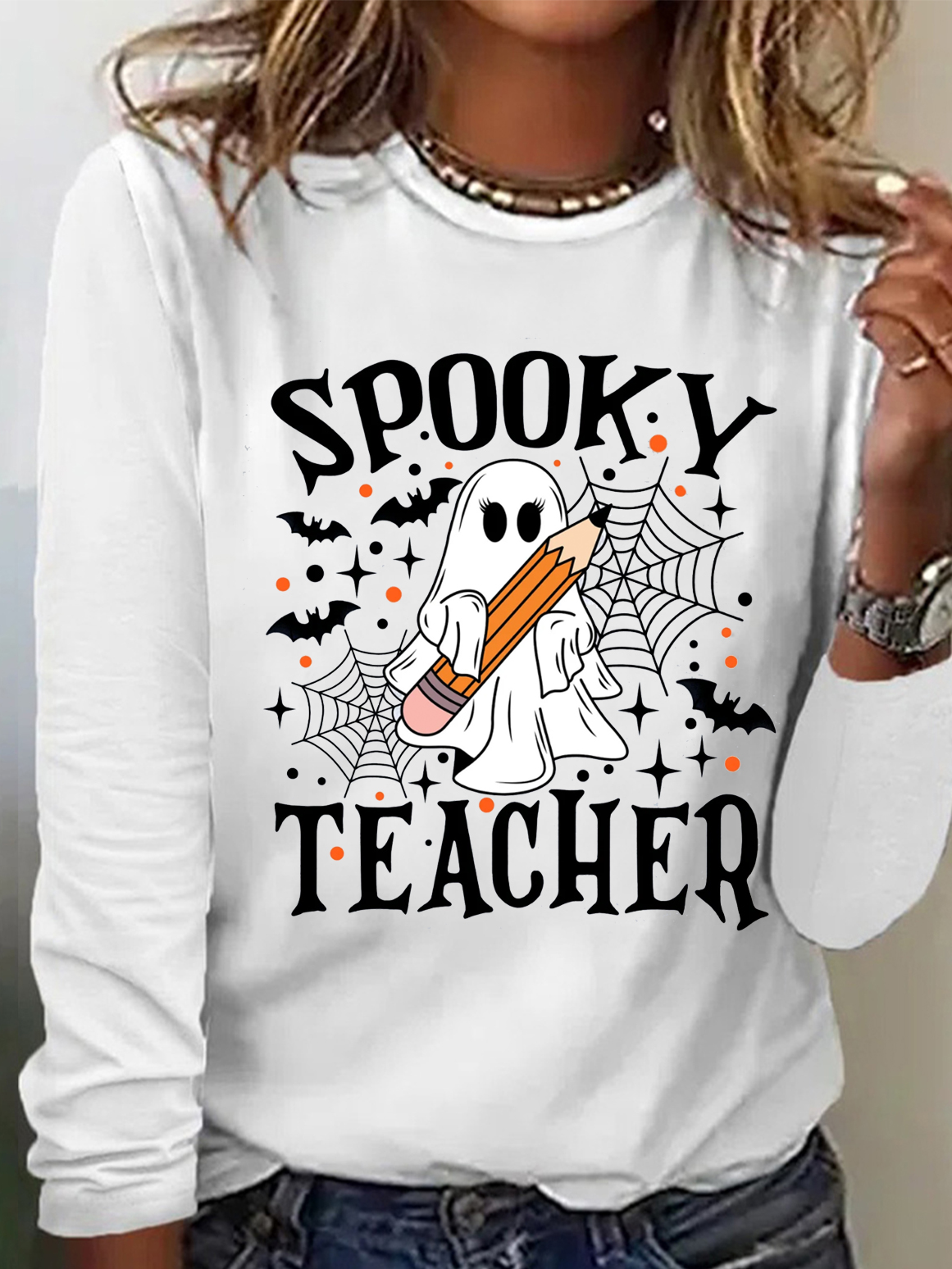 Casuale Halloween Girocollo Maniche Lunghe T-shirt