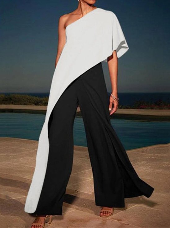 One-Pieces Colore-block a Spalla Nuda Vintage
