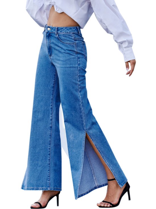 Regolare In forma Lato spacco Denim Solido Jeans