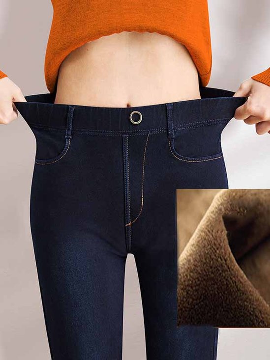 Stretto Casuale Alta elasticità vello Termico Jeans