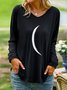 Tinta unita Estate Casuale Maniche Lunghe In forma Girocollo Regolare Linea H Regolare T-shirt per Donna