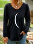 Tinta unita Estate Casuale Maniche Lunghe In forma Girocollo Regolare Linea H Regolare T-shirt per Donna