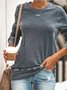 Girocollo Maniche Lunghe Casuale Misto Cotone Top