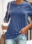 Girocollo Maniche Lunghe Casuale Misto Cotone Top
