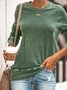 Girocollo Maniche Lunghe Casuale Misto Cotone Top
