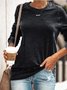 Girocollo Maniche Lunghe Casuale Misto Cotone Top