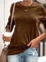 Girocollo Maniche Lunghe Casuale Misto Cotone Top
