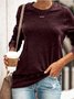 Girocollo Maniche Lunghe Casuale Misto Cotone Top