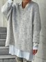 Donna Vintage Inverno Solido Girocollo Quotidiano taglia grande Maniche Lunghe Misto Cotone Regolare Maglione