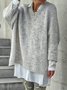 Donna Vintage Inverno Solido Girocollo Quotidiano taglia grande Maniche Lunghe Misto Cotone Regolare Maglione
