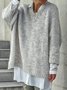 Donna Vintage Inverno Solido Girocollo Quotidiano taglia grande Maniche Lunghe Misto Cotone Regolare Maglione