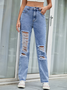 Strappato Regolare In forma Moda Denim Jeans
