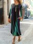 Donna Geometrico Maniche Lunghe comodo Casuale Maxi Abito
