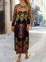 Donna Geometrico Maniche Lunghe comodo Casuale Maxi Abito