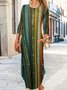 Donna Geometrico Maniche Lunghe comodo Casuale Maxi Abito