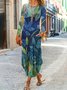 Donna Geometrico Maniche Lunghe comodo Casuale Maxi Abito