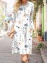 Donna Floreale Girocollo Maniche Lunghe comodo Casuale Midi Gonna
