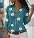 Colletto a Camicia Maniche Lunghe Floreale Regolare Sciolto Camicia per Donna