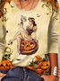 Casuale Halloween Girocollo Maniche Lunghe T-shirt