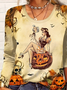 Casuale Halloween Girocollo Maniche Lunghe T-shirt