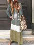 Donna Multicolore Girocollo Maniche Lunghe comodo Casuale Maxi Abito