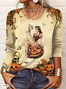 Casuale Halloween Girocollo Maniche Lunghe T-shirt