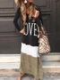 Donna Multicolore Girocollo Maniche Lunghe comodo Casuale Maxi Abito