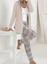 Donna a quadri Felpa con cappuccio Maniche Lunghe comodo Casuale Cappotto con pantaloni due pezzi impostato