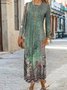 Donna Geometrico Maniche Lunghe comodo Casuale Maxi Abito