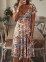 Floreale Casuale Regolare In forma Maniche Corte knit Abito