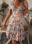 Floreale Casuale Regolare In forma Maniche Corte knit Abito