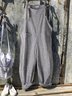 Vintage Nero Grigio Lino strisce Pantaloni pagliaccetto tuta