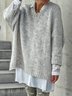 Donna Vintage Inverno Solido Girocollo Quotidiano taglia grande Maniche Lunghe Misto Cotone Regolare Maglione