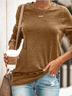 Girocollo Maniche Lunghe Casuale Misto Cotone Top