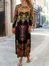 Donna Geometrico Maniche Lunghe comodo Casuale Maxi Abito