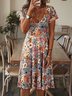 Floreale Casuale Regolare In forma Maniche Corte knit Abito